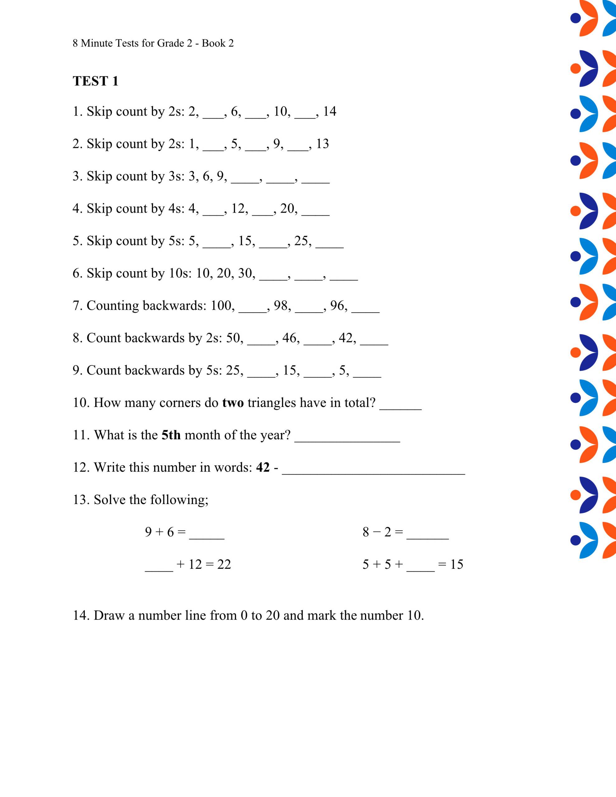 8 minute tests numeracy for grade 2 Edition 2 - Image 3