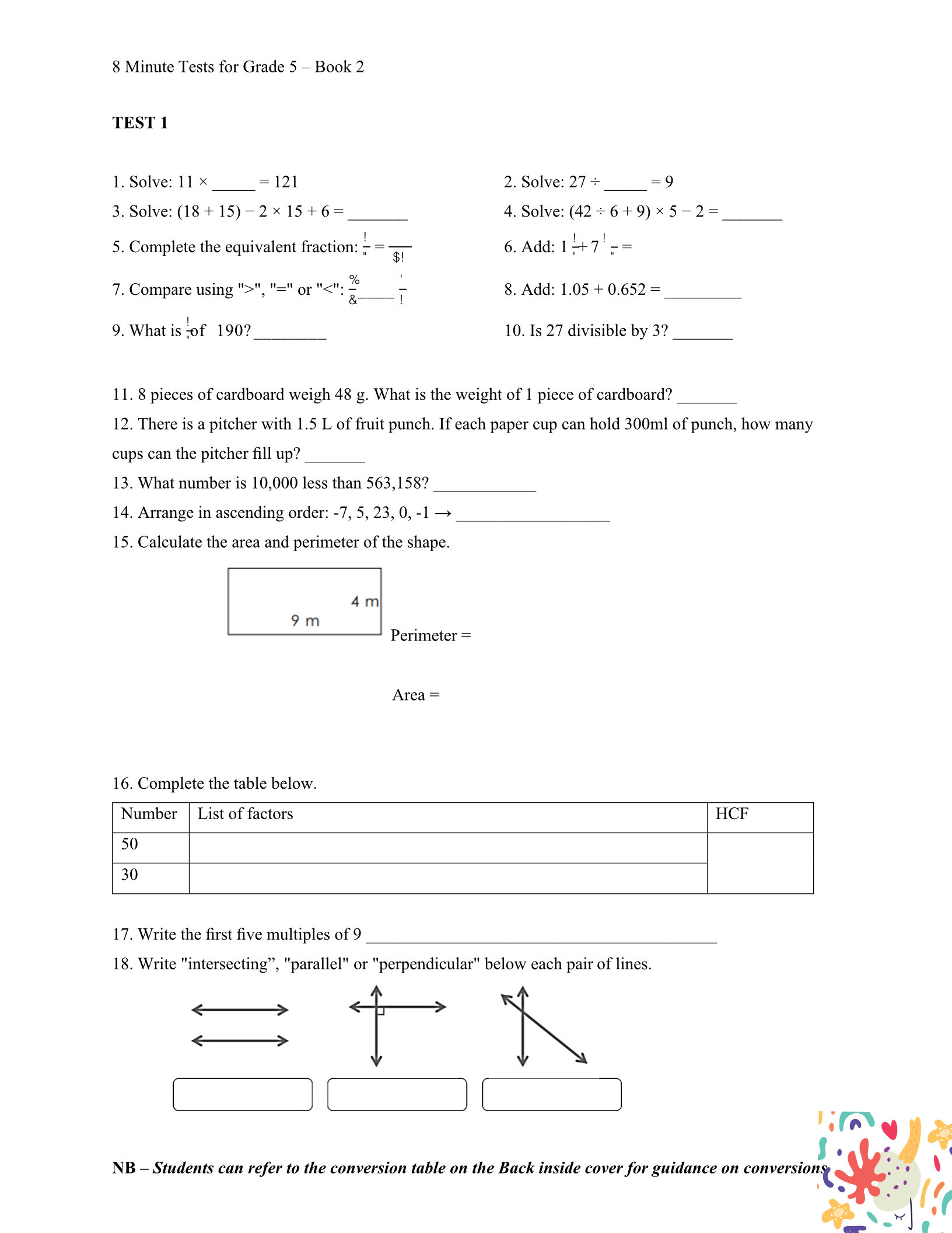 8 Minutes Tests Numeracy Grade 5 Edition 2 - Image 3
