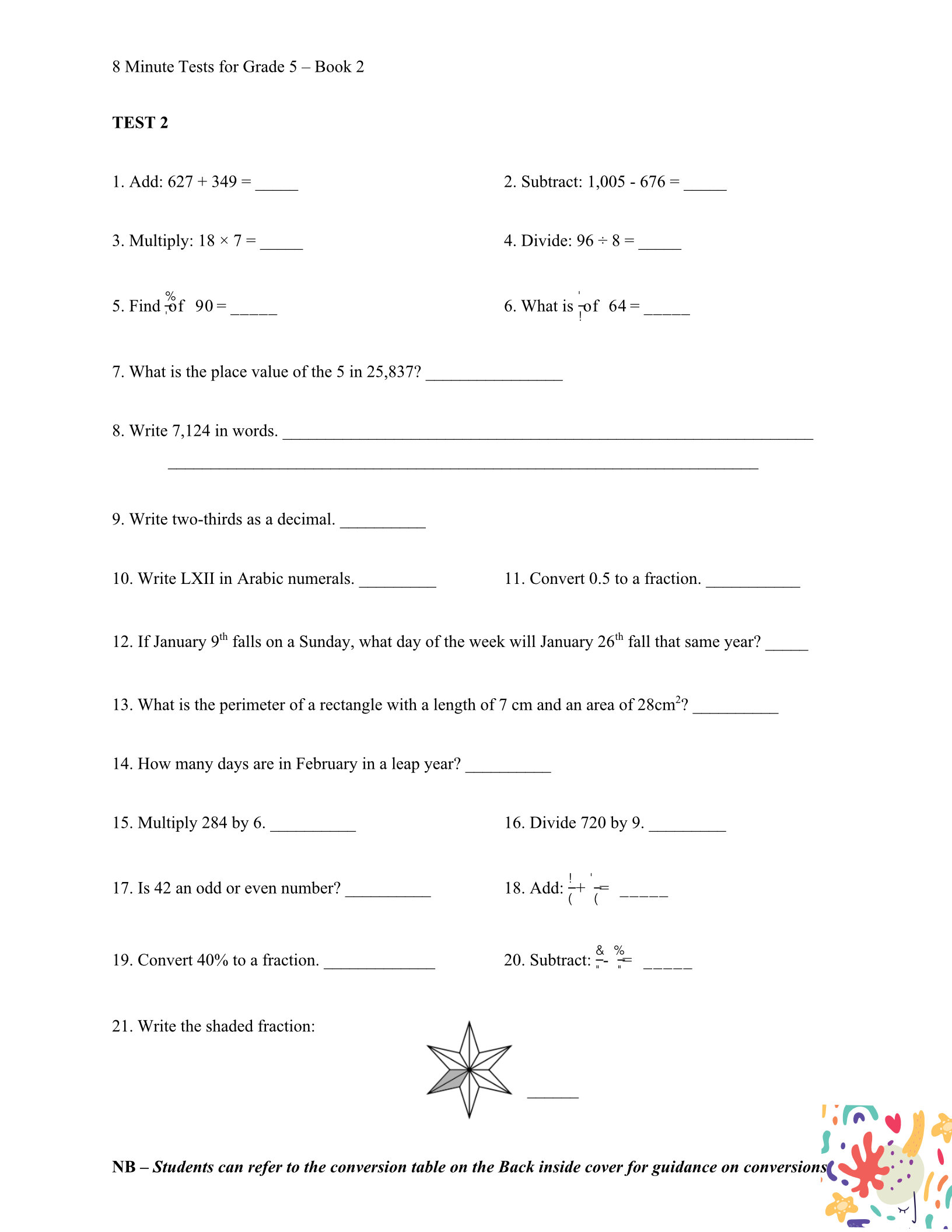 8 Minutes Tests Numeracy Grade 5 Edition 2 - Image 4
