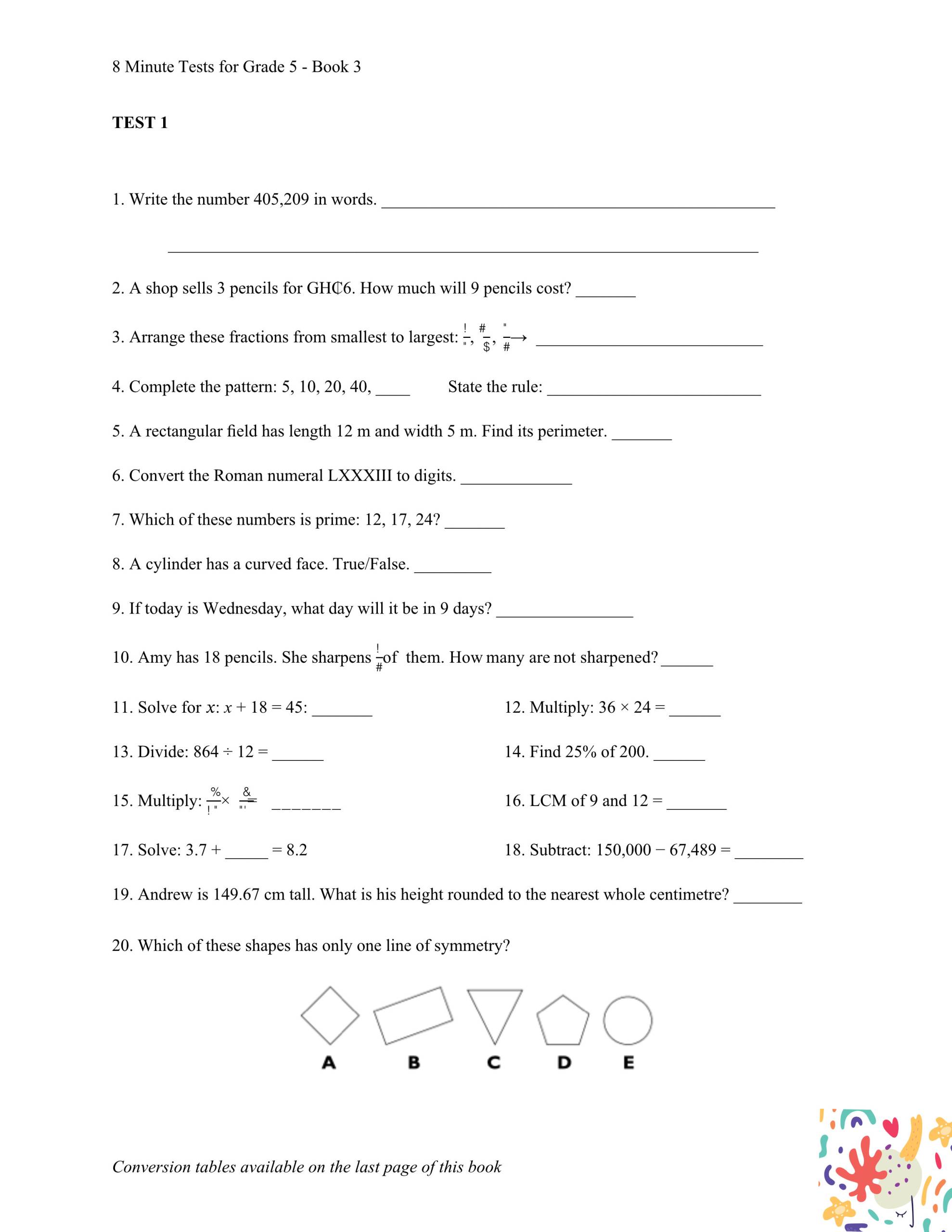 8 Minutes Test in Numeracy Grade 5 Edition 3 - Image 3