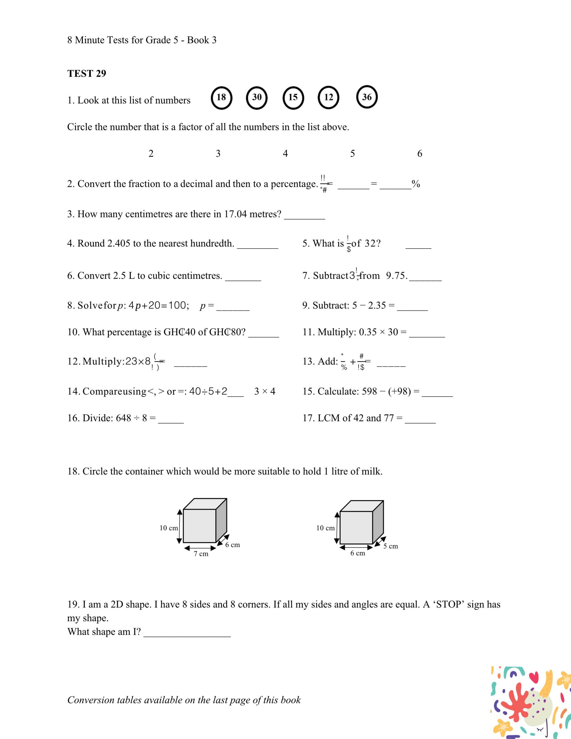 8 Minutes Test in Numeracy Grade 5 Edition 3 - Image 5