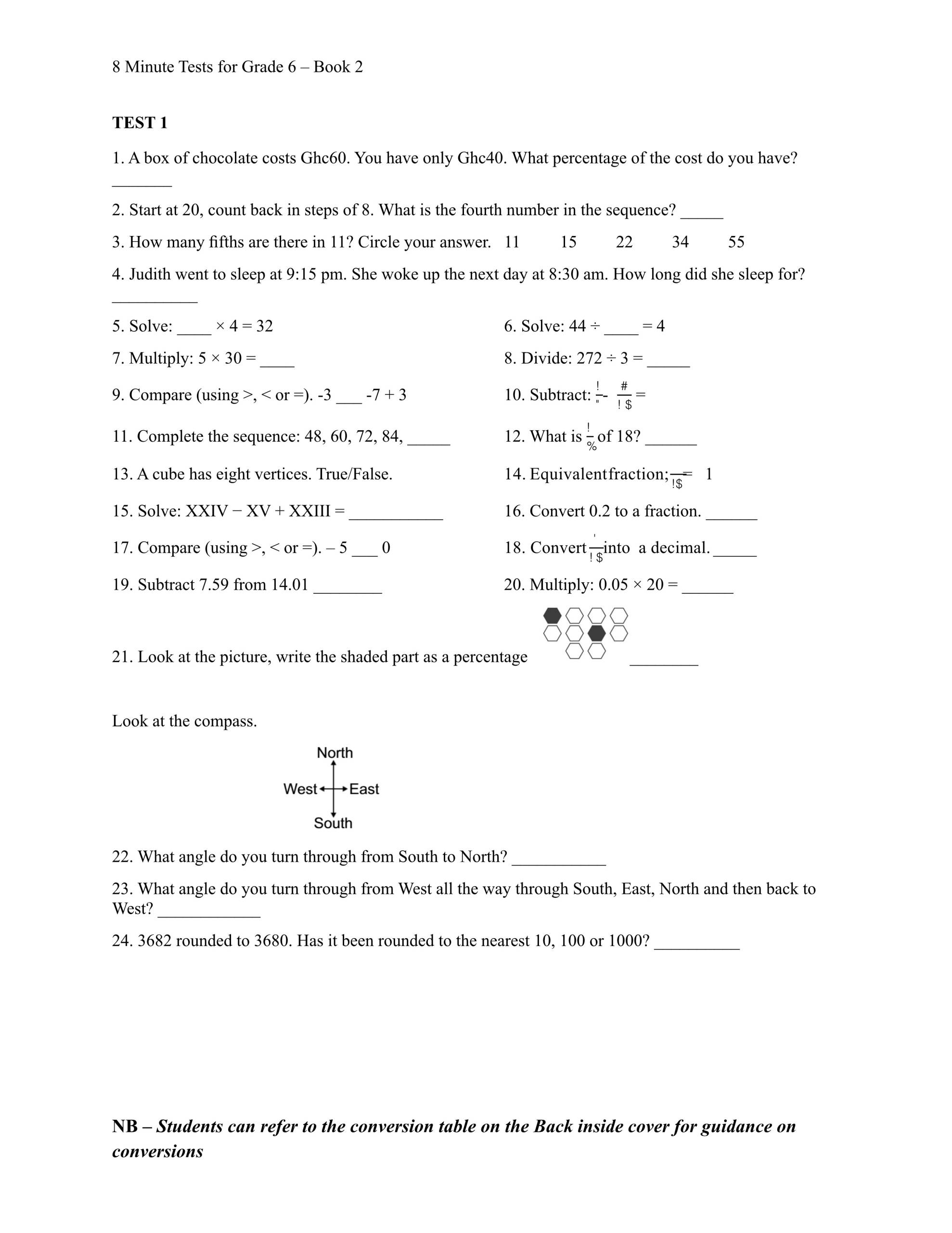 8 Minute Tests in Numeracy Grade 6 Edition 2 - Image 3
