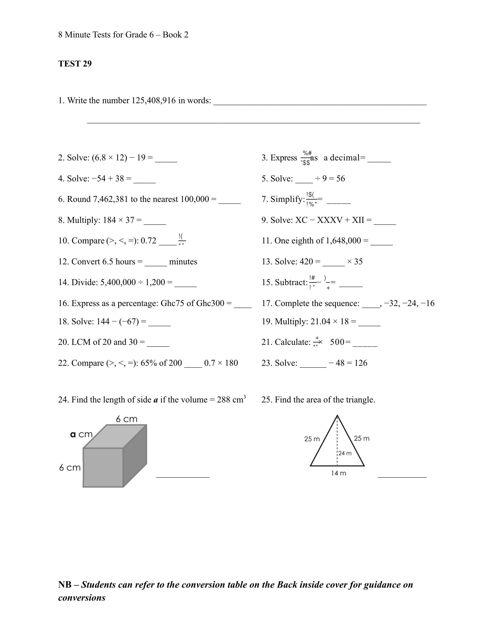 8 Minute Tests in Numeracy Grade 6 Edition 2 - Image 5