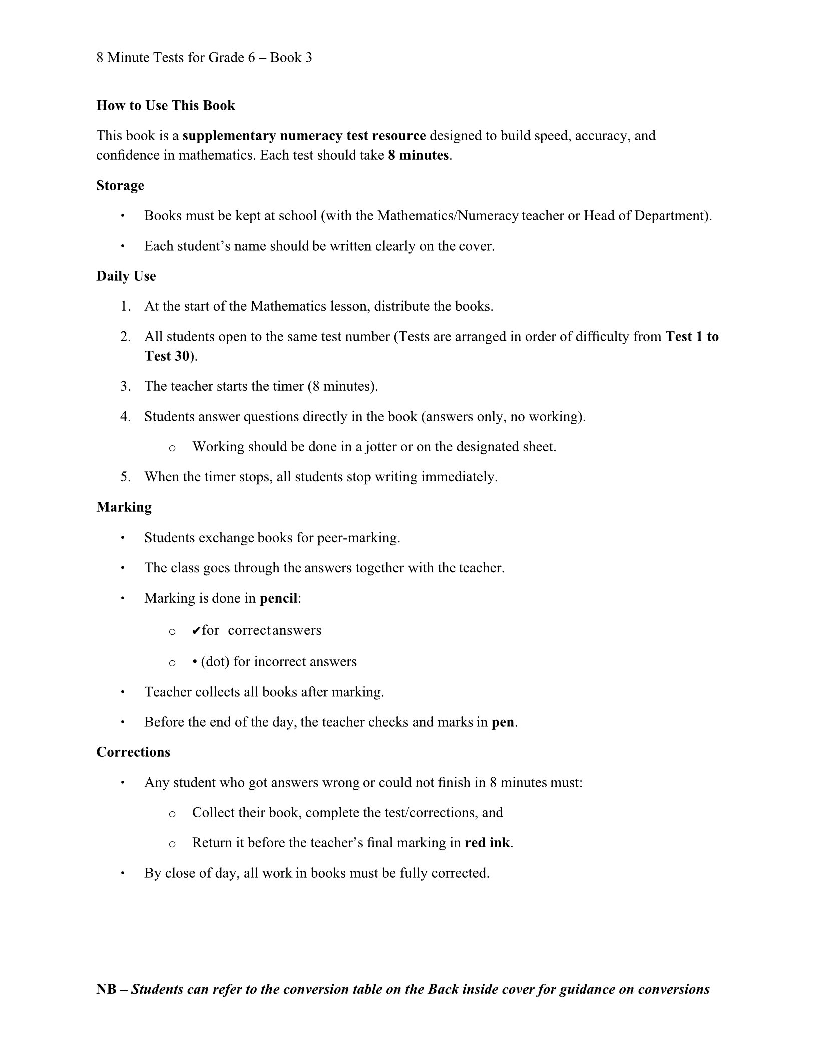 8 Minute Tests in Numeracy Grade 6 Edition 3 - Image 2