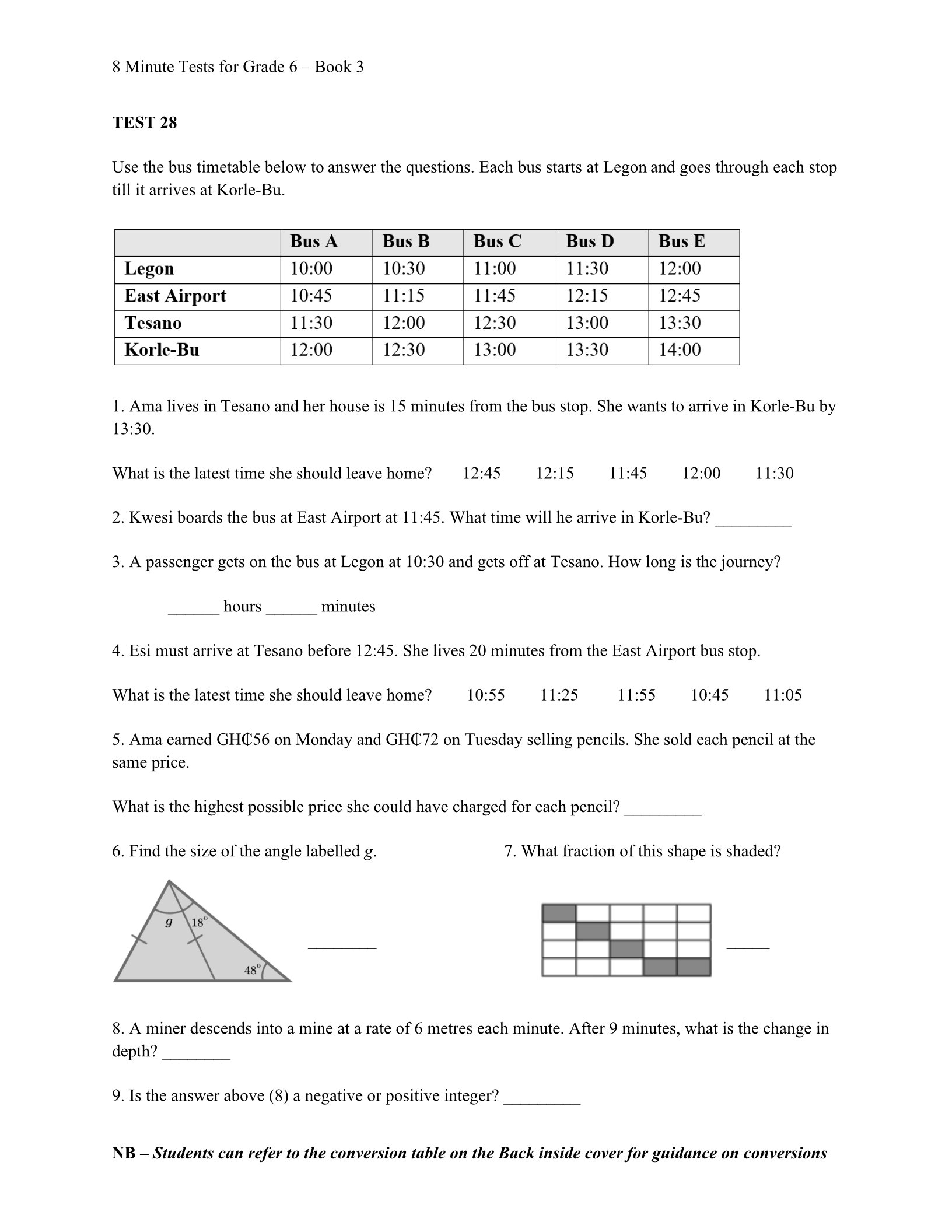 8 Minute Tests in Numeracy Grade 6 Edition 3 - Image 5