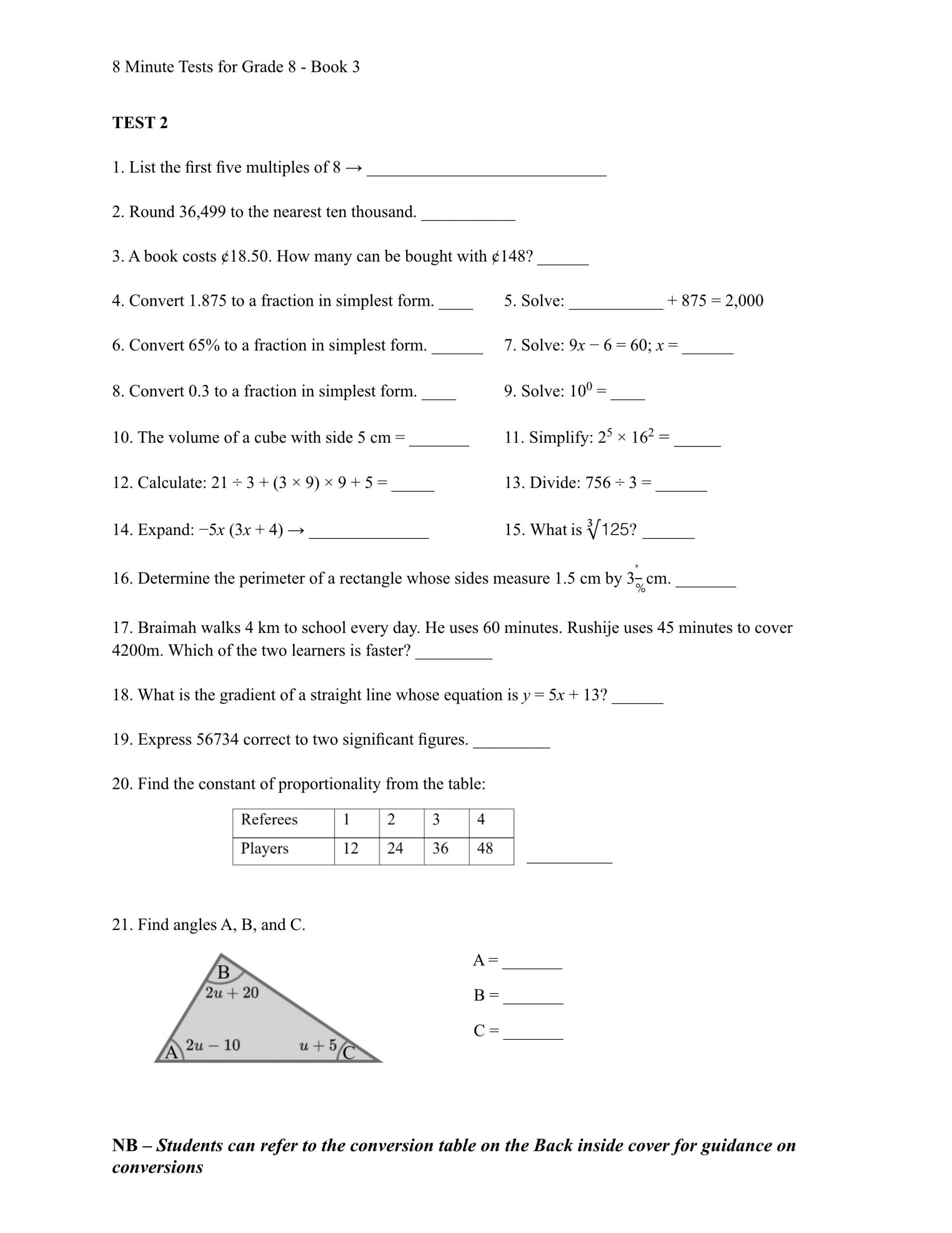 8 Minutes Test in Numeracy Grade 8 Edition 3 - Image 4
